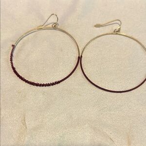 Elegant Gold and Red Hoop Earrings